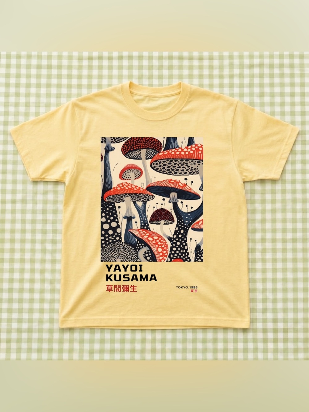 Mushrooms by Yayoi Kusama Short-Sleeve Tee in Yellow- Unisex